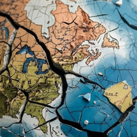World globe cracked and fractured