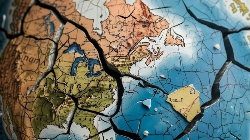 World globe cracked and fractured