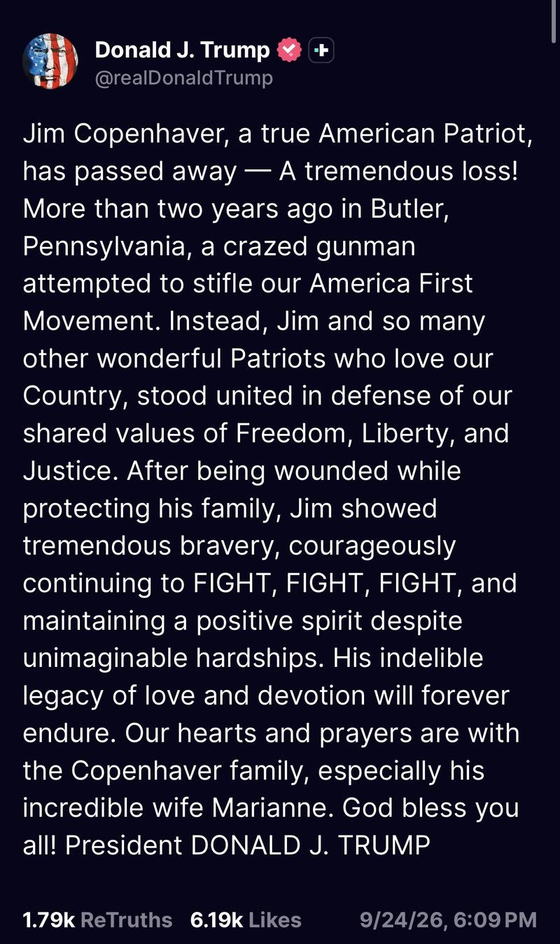 Donald J. Trump via Truth Social