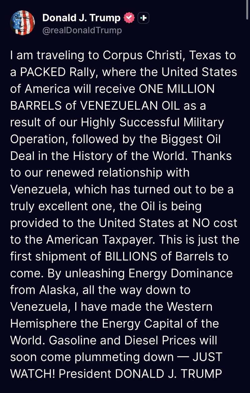 Donald J. Trump Via Truth Social