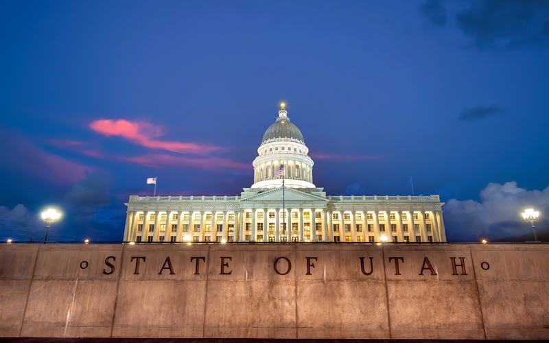 The Utah State Capital at Night