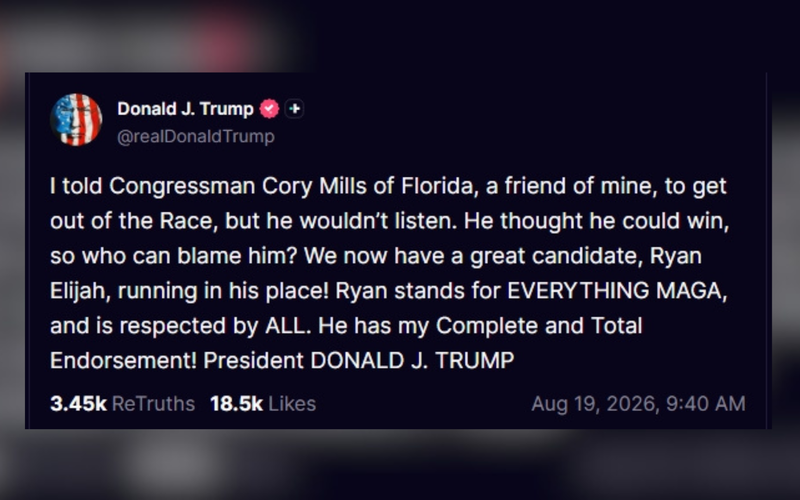 Trump post on Mills
