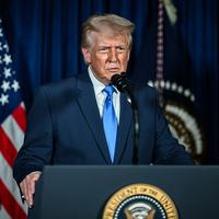 Trump Speaking at the White House Photo