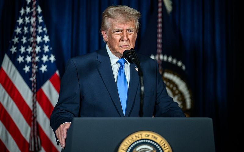 Trump Speaking at the White House Photo