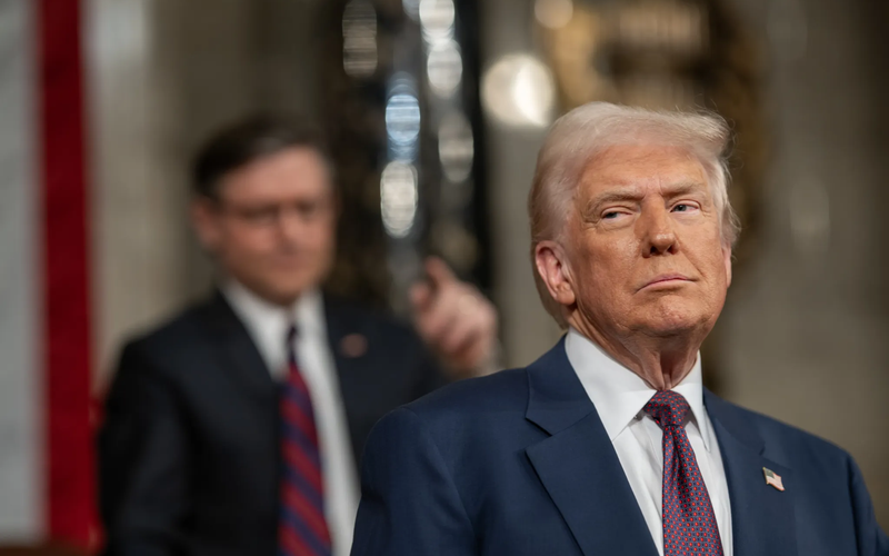 Trump talking during the State of the Union