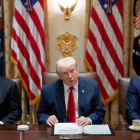 Trump talking to the cabient