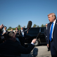 Trump talking to the press