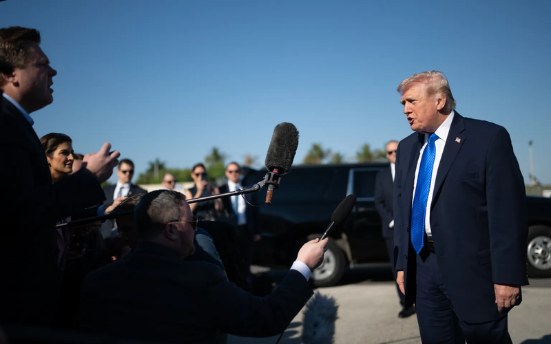 Trump talking to the press